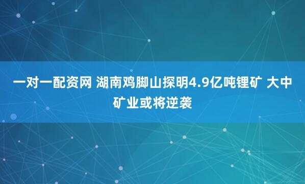 一对一配资网 湖南鸡脚山探明4.9亿吨锂矿 大中矿业或将逆袭